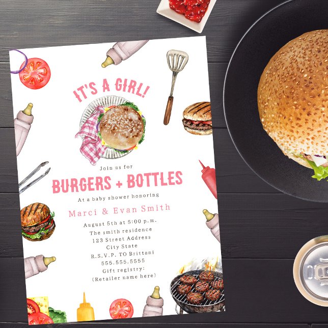 Invitation Burgers + Bouteilles Cookout Girl Baby shower (Créateur téléchargé)
