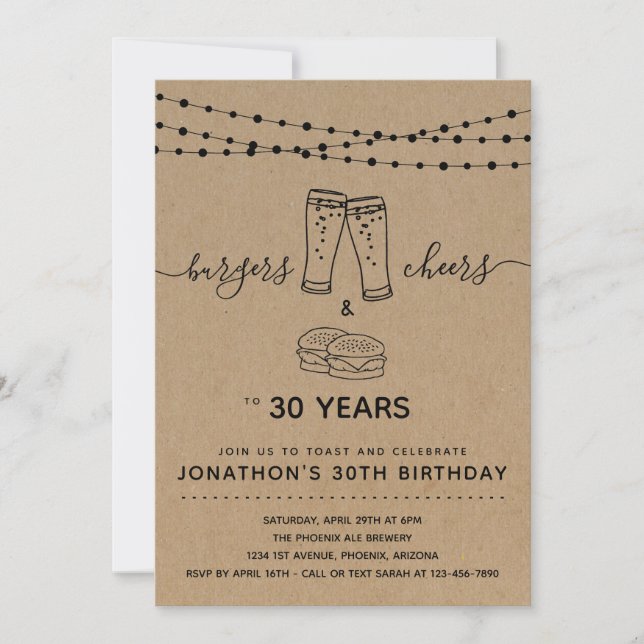 Invitation Burgers & Cheers & Beers Anniversaire - N'importe  (Devant)