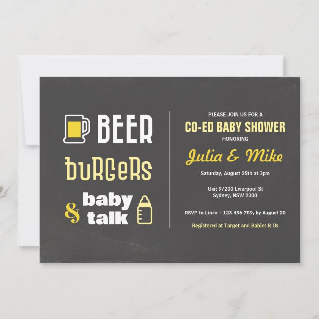 Invitation Burgers de bière et présentation pour bébé, Baby s (Devant)