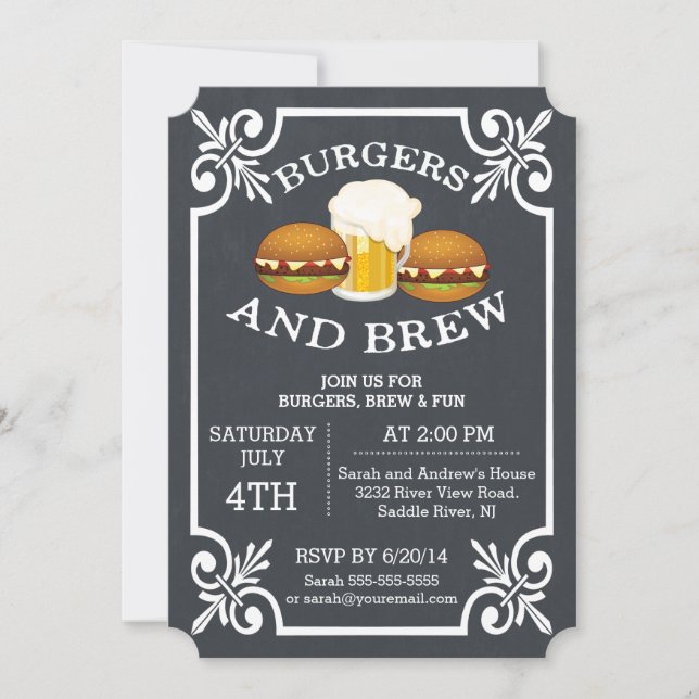 Invitation Burgers et brasser Barbecue (Devant)