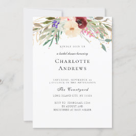 Invitation Burgund, Blush, Green Flower Fête des mariées