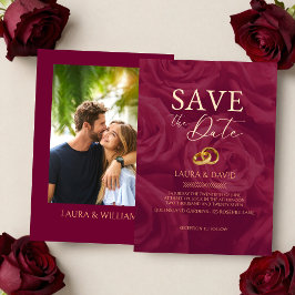 Invitation Burgundy and gold elegant save the date wedding  