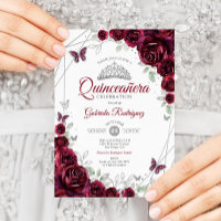 Burgundy Aquarelle Florale Quinceanera