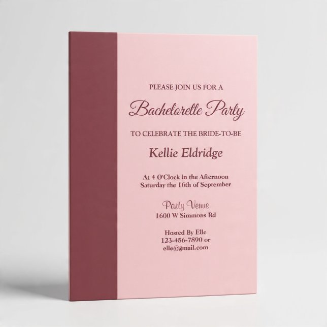 Invitation Burgundy Bar Bachelorette Party (Créateur téléchargé)
