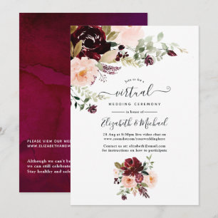 Invitation Burgundy Berry et Blush Floral Mariage virtuel