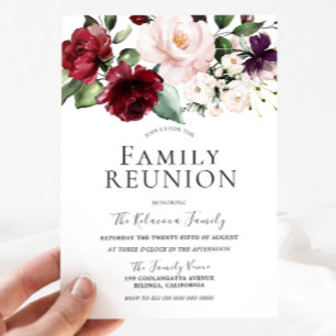 Invitation Burgundy Blush Creme Aquarelle Famille Réunion