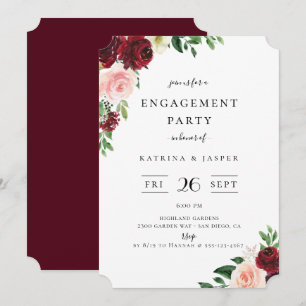 Invitation Burgundy Blush Floral Engagement Party