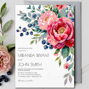 Invitation Burgundy Blush Floral Fall Mariage d'élégance