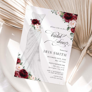 Invitation Burgundy Blush Floral Mariage Fête des mariées