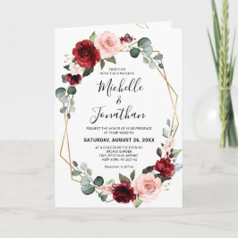 Invitation Burgundy Blush Floral moderne Mariage géométrique