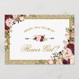 Invitation Burgundy Blush Floral Parties scintillant Fleur fi