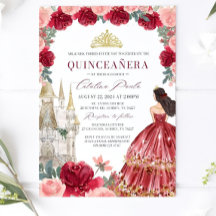 Burgundy Blush Floral Quinceanera Invitatiatiatiat