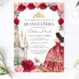 Invitation Burgundy Blush Floral Quinceanera Invitatiatiatiat