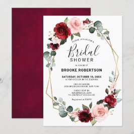 Invitation Burgundy Blush Moderne Fête des mariées géométriqu