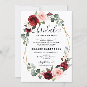Invitation Burgundy Blush Moderne Fête des mariées géométriqu