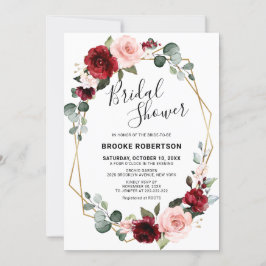 Invitation Burgundy Blush Moderne Fête des mariées géométriqu