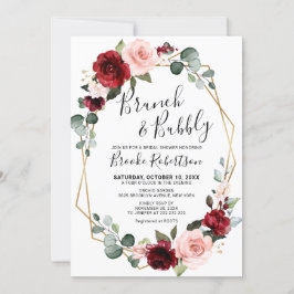 Invitation Burgundy Blush Moderne Fête des mariées géométriqu