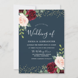 Invitation Burgundy Blush Parties scintillant Automne Automne
