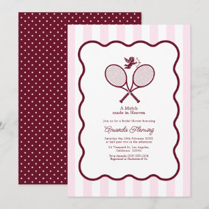 Invitation Burgundy & Blush Préparatoire Tennis Enterrement d