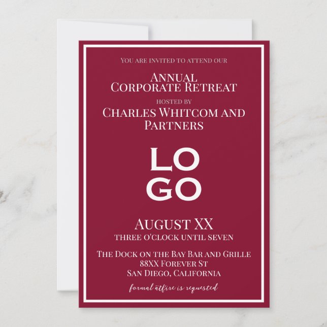 Invitation Burgundy Business Corporate Event avec logo person (Devant)