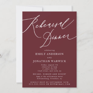 Invitation Burgundy Classique Rouge Calligraphie Mariage
