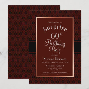 Invitation Burgundy Copper Surprise 60e anniversaire fête
