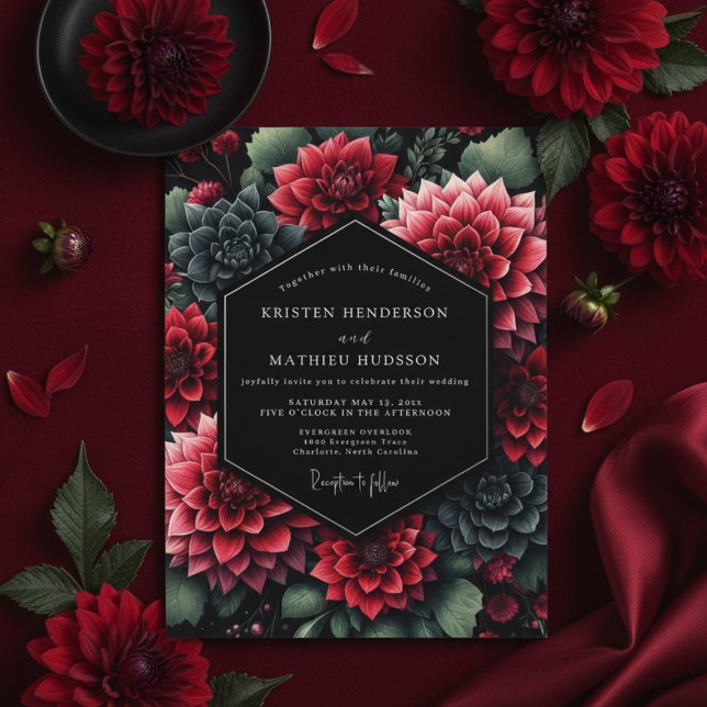 Invitation Burgundy Dahlia Opulent Romance Wedding (Créateur téléchargé)