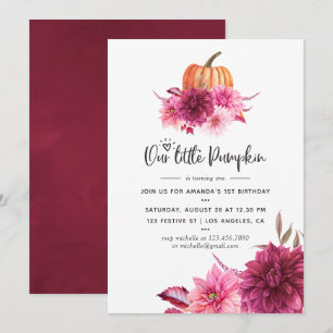 Invitation Burgundy et Blush Automne Automne Citrouille Anniv