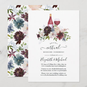 Invitation Burgundy et Blush Wine thème Mariage virtuel