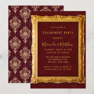 Invitation Burgundy et Gold Royal Engagement Party