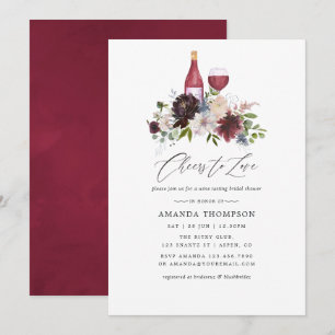 Invitation Burgundy et Navy Shower Nuptial Dégustation de Vin
