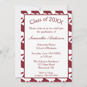 Invitation Burgundy et White Graduation Party