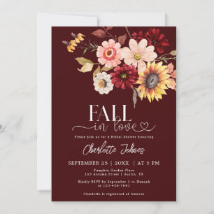 Invitation Burgundy Fall In Love Sunflowers Fête des mariées