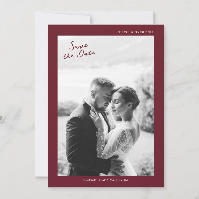 Invitation Burgundy Fall Wedding Save the Date (Devant)
