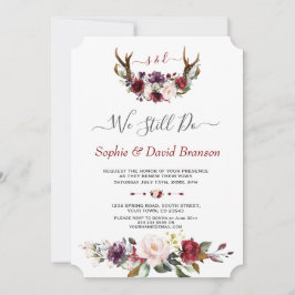 Invitation Burgundy Floral Antlers Calligraphie NOUS LE FAISO