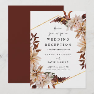 Invitation Burgundy Floral Automne Mariage de automne Récepti