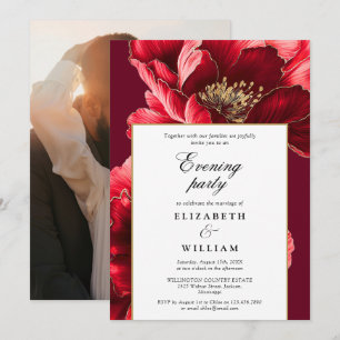 Invitation Burgundy Floral Soirée Mariage Photo