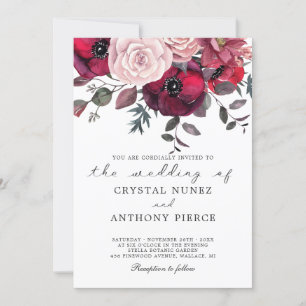 Invitation Burgundy Florom Blush Blue FlorMariage
