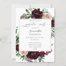 Burgundy foncée & Blush Pink Floral Graduation Par