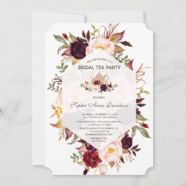 Invitation Burgundy Geometrique Floral Fête des mariées Tea P