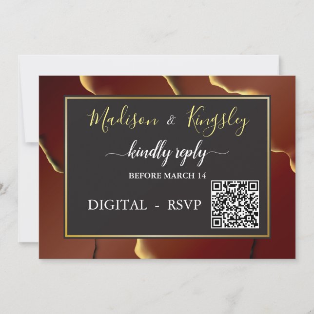 Invitation 🤵 Burgundy Gold Elegant Inky Mariage Abstrait (Devant)