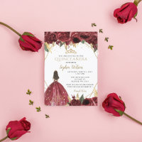 Burgundy Gold Floral Princess Quinceañera Quince I