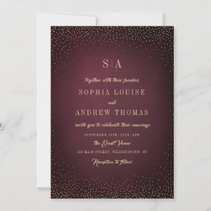 Invitation Burgundy Gold Parties scintillant simple mariage M