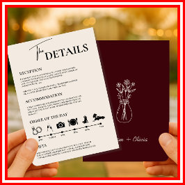 Invitation Burgundy & Ivory Formal Wedding Order of Events