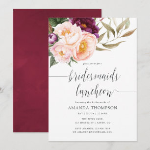 Invitation Burgundy - Marsala et Peach Bridesmaids déjeuner