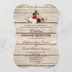 Invitation Burgundy Marsala Floral Antlers Soirée Mariage