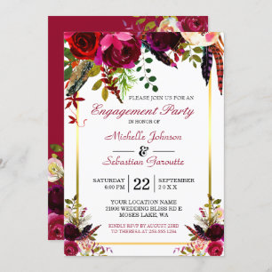 Invitation Burgundy Marsala Rustic Floral