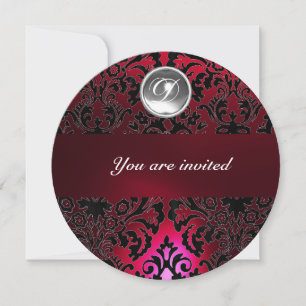 INVITATION BURGUNDY MONOGRAMME PIERRE GEMME DAMASSÉE NOIR & R