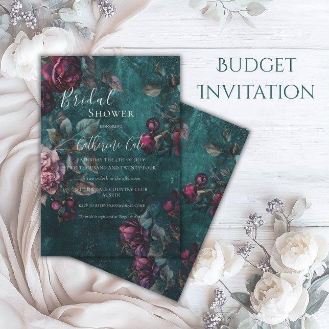 Invitation Burgundy Moody Floral Bridal Shower (Créateur téléchargé)