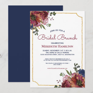 Invitation Burgundy Navy Blue Blush Gold FlorFête des mariées